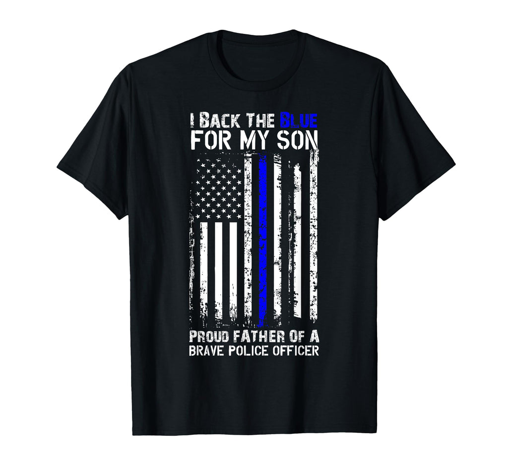 Police Flag I Back Blue My Son Proud T-Shirt - Aesthetic Graphic Unisex - T-Shirt, Sweatshirt, Hoodie