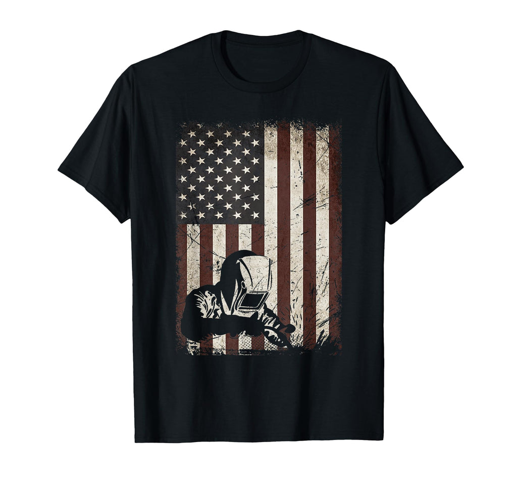 Welder American Flag Weld Welding T-Shirt - Minimalist Print Men Women - T-Shirt, Sweatshirt, Hoodie