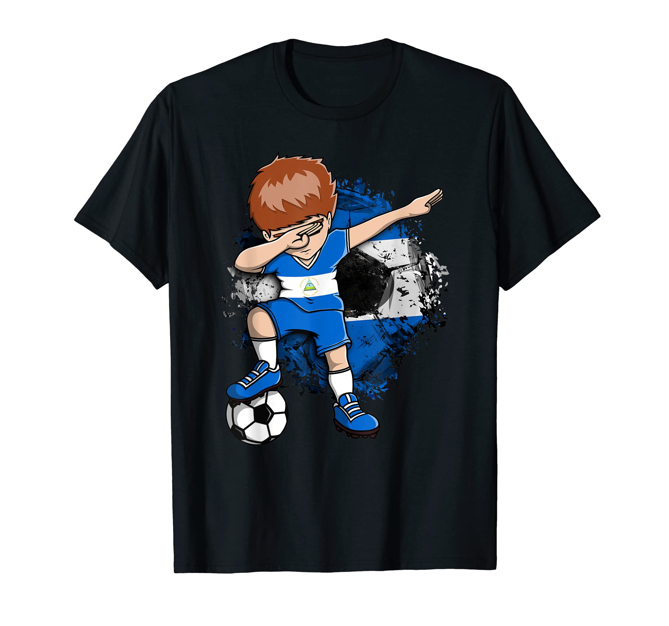 Dabbing Soccer Nicaragua Jersey T-Shirt - Minimalist Print for Adults - T-Shirt, Sweatshirt, Hoodie