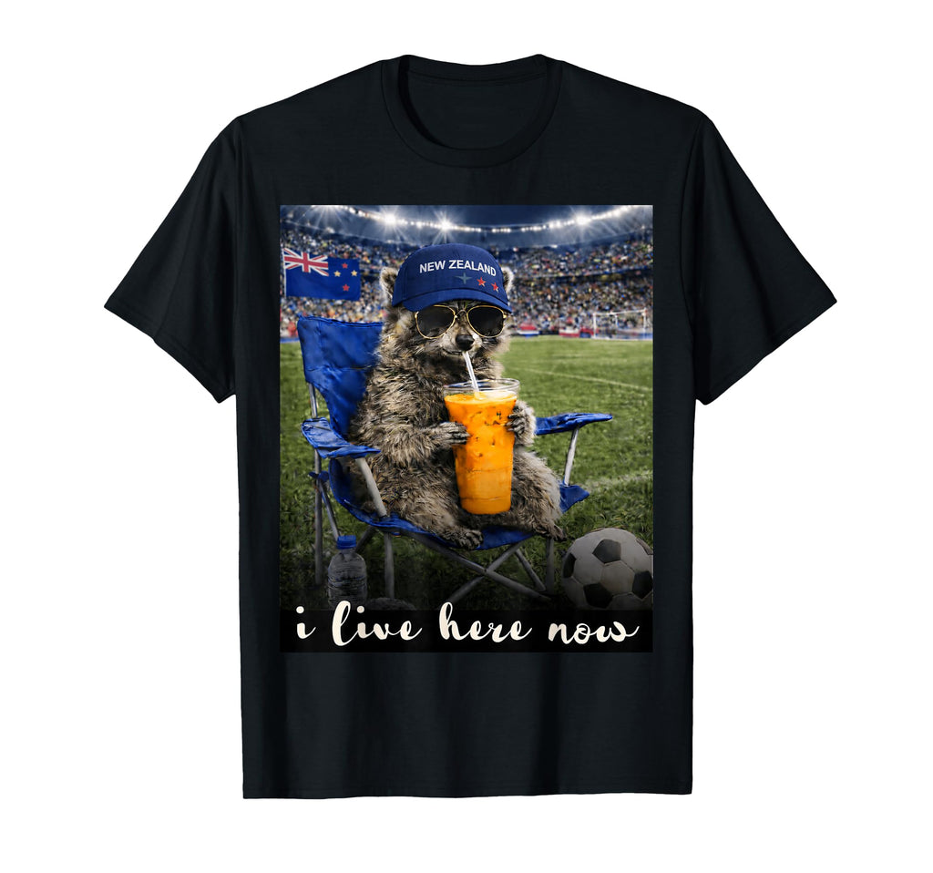 Funny Raccoon New Zeland Soccer Fan T-Shirt - Trendy Graphic for Adults - T-Shirt, Sweatshirt, Hoodie
