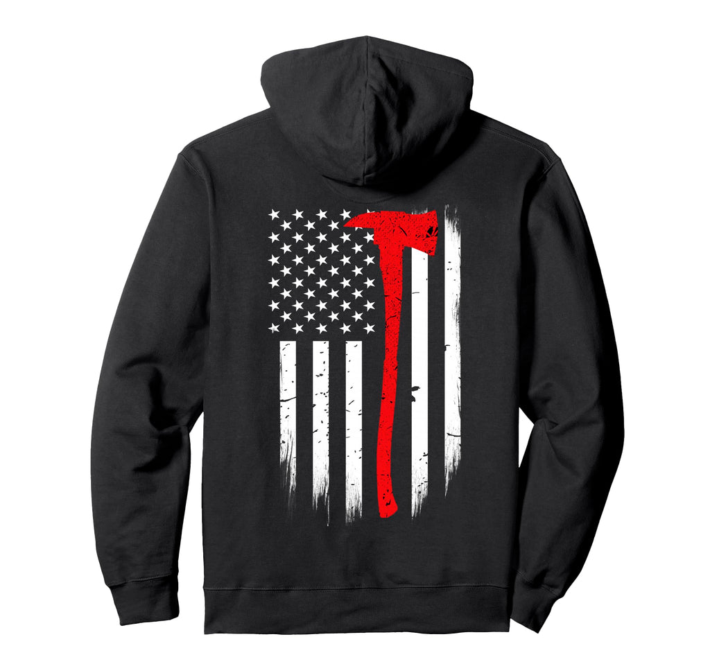 Thin Red Line Flag Axe Firefighter Hoodie - Aesthetic Graphic Unisex - T-Shirt, Sweatshirt, Hoodie