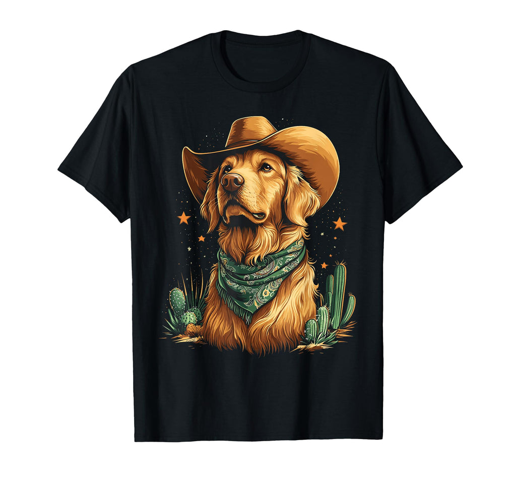 Golden Retriever Cowboy Dog T-Shirt - Casual Everyday Wear Men Women - T-Shirt, Sweatshirt, Hoodie
