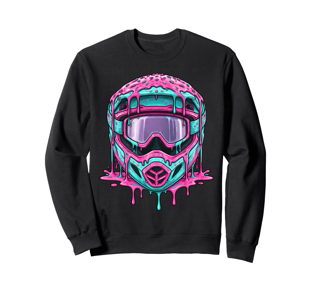 Motocross Helmet Drip Melt Dirt Bike Sweatshirt - Unique Graphic Men Women - T-Shirt, Sweatshirt, Hoodie