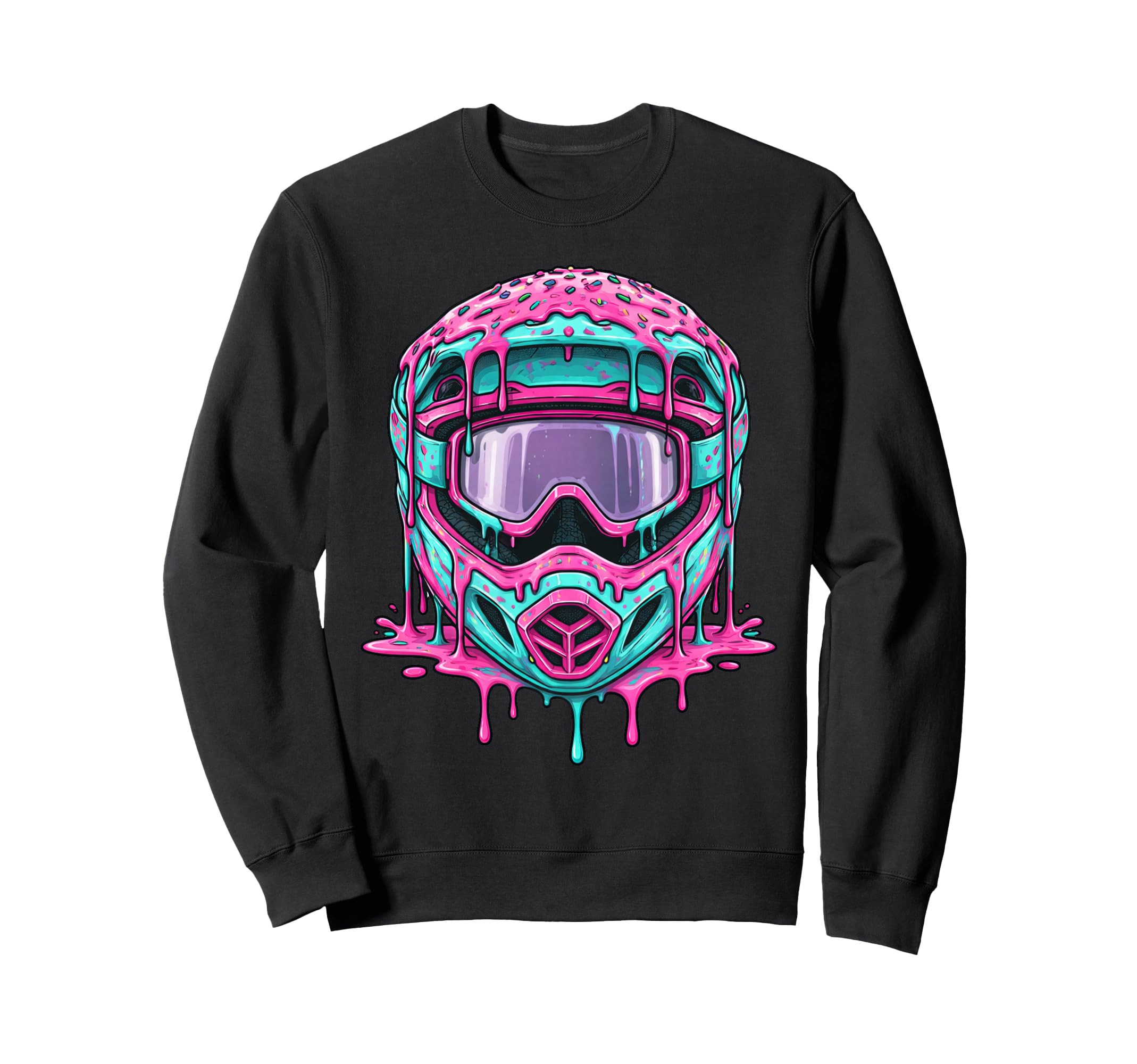 Motocross Helmet Drip Melt Dirt Bike Sweatshirt - Unique Graphic Men Women - T-Shirt, Sweatshirt, Hoodie