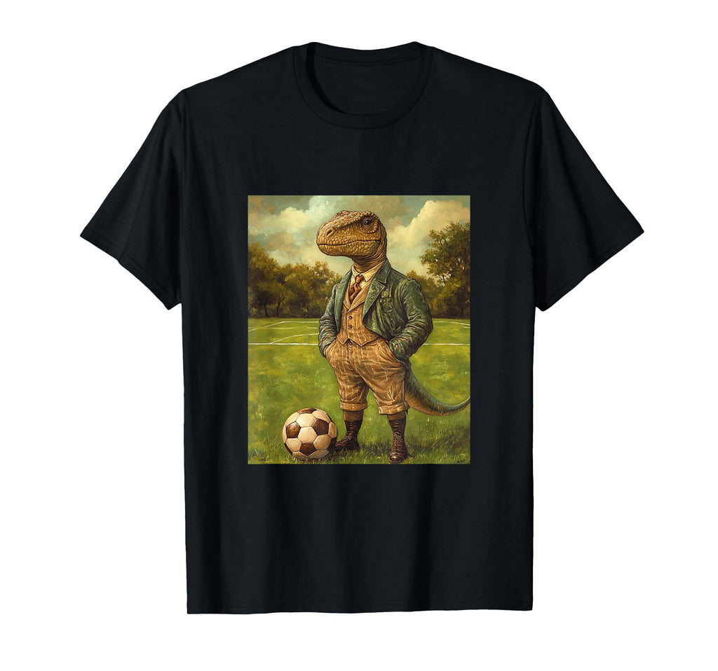 Funny T Rex Dinosaur Playing Soccer T-Shirt - Casual Everyday Wear Unisex - T-Shirt, Sweatshirt, Hoodie