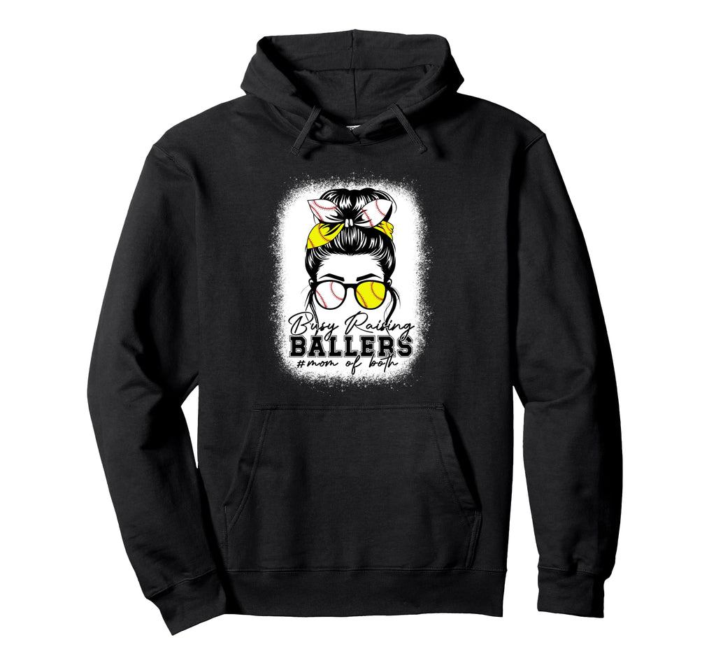 Busy Raising Ballers Baseball Softball Hoodie - Unique Graphic Men Women - T-Shirt, Sweatshirt, Hoodie