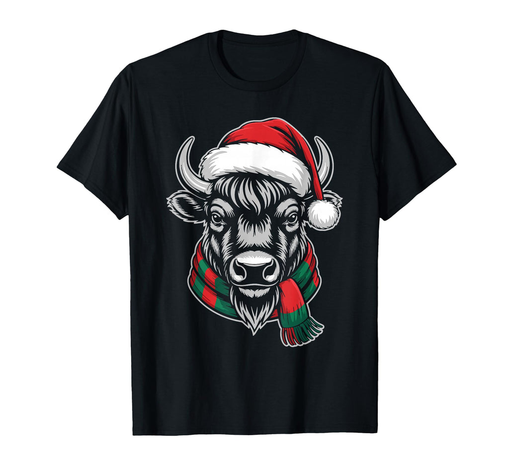 Bison Santa Hat Scarf Costume T-Shirt - Trendy Graphic Men Women - T-Shirt, Sweatshirt, Hoodie