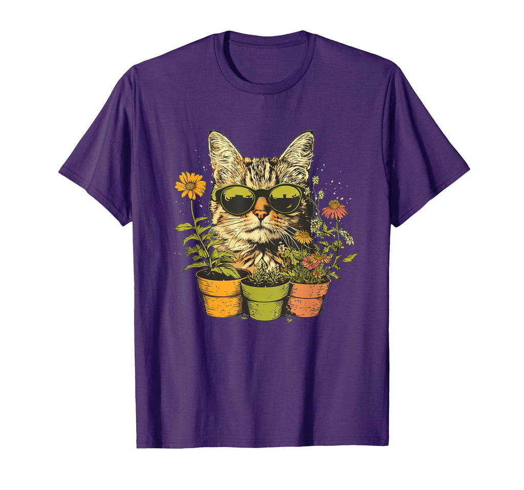 Potted Plants Funny Cat Face T-Shirt - Fun Novelty Design for Adults - T-Shirt, Sweatshirt, Hoodie