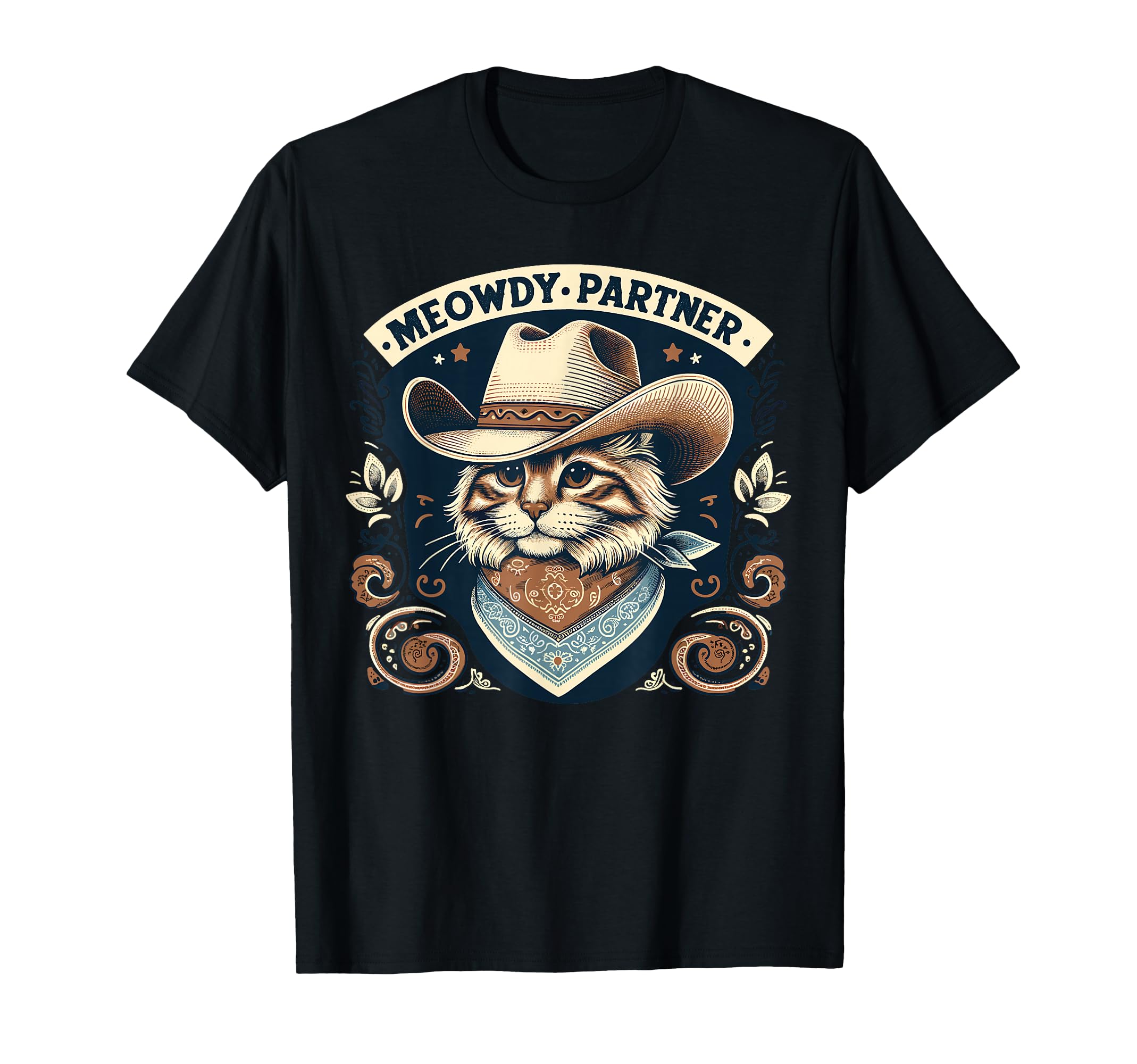 Meowdy Partner Cat Cowboy Hat Howdy T-Shirt - Minimalist Print Unisex - T-Shirt, Sweatshirt, Hoodie
