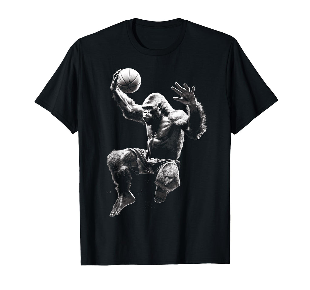 Gorilla Playing Basketball Funny Gorilla T-Shirt - Minimalist Print Unisex - T-Shirt, Sweatshirt, Hoodie