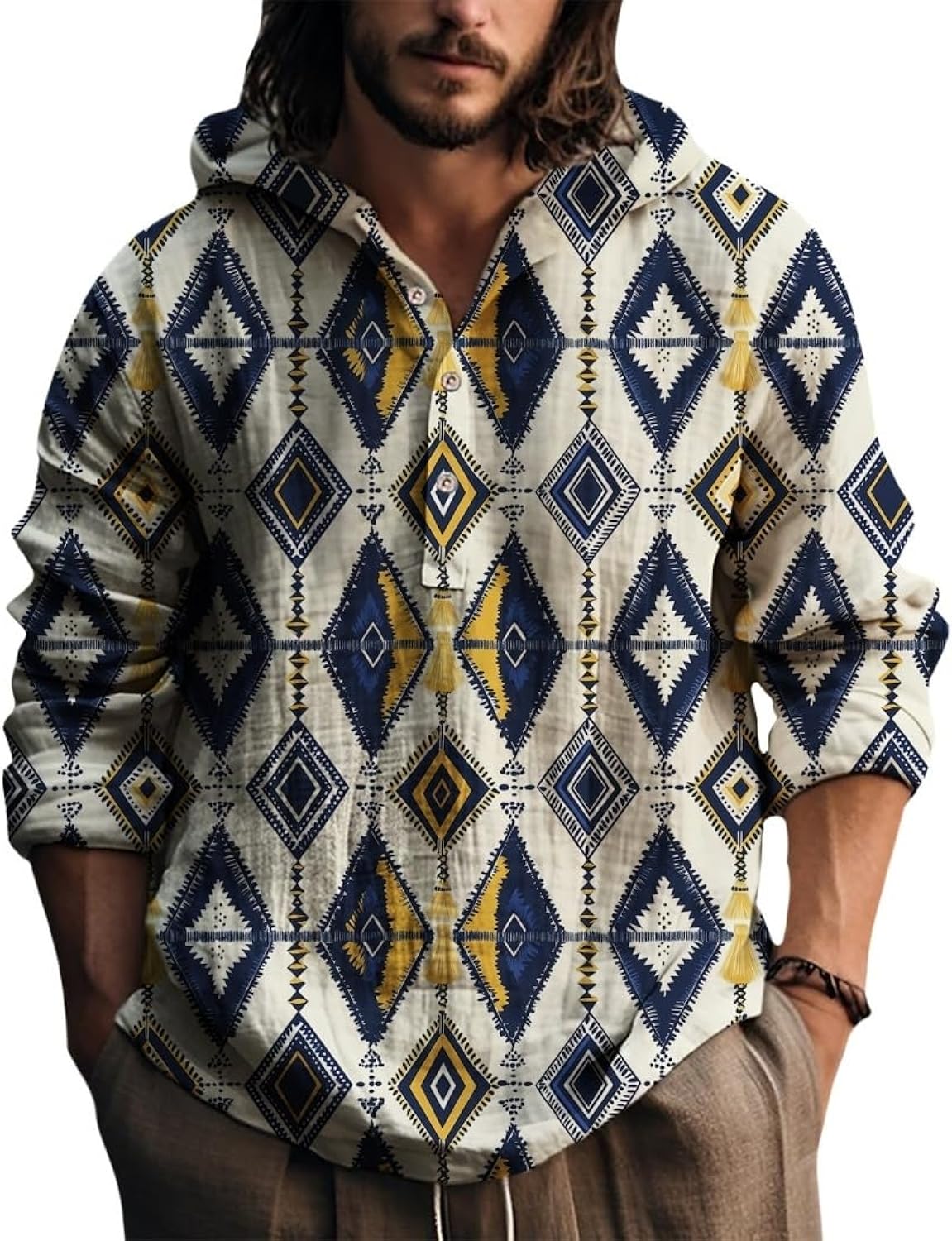 Ethnic Hooded Men's Western Button Down Casual Tops - Adult & Kids T-Shirts, Sweatshirts & Hoodies apparel design preview 1