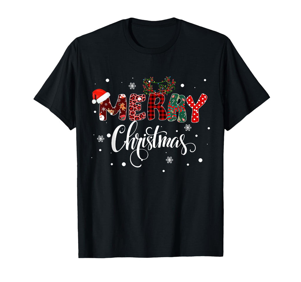 Merry Lights Red Santa Hat Family T-Shirt - Custom Art Print Unisex - T-Shirt, Sweatshirt, Hoodie