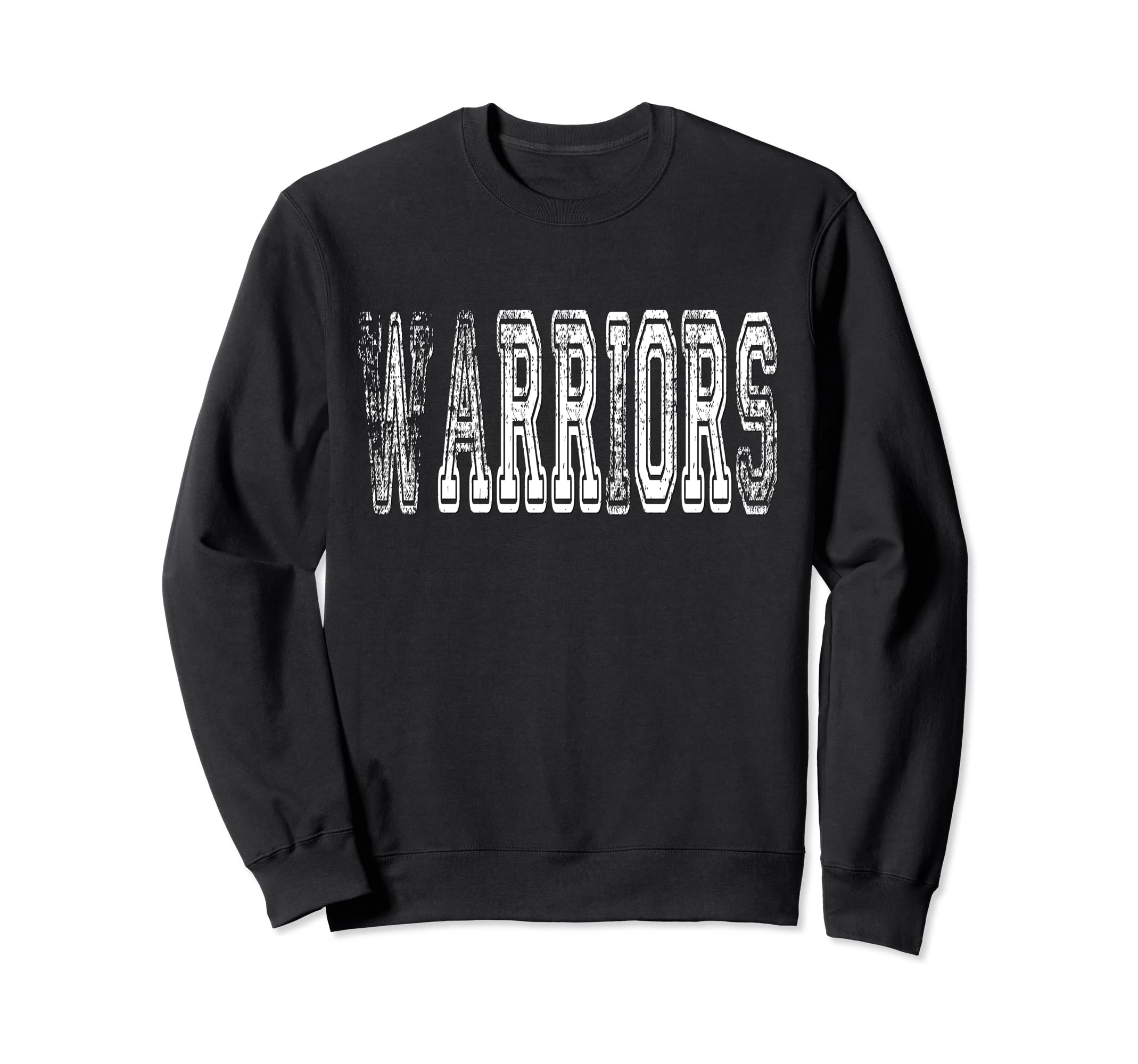 Warriors Mascot Distressed School Sweatshirt - Trendy Graphic Unisex - T-Shirt, Sweatshirt, Hoodie