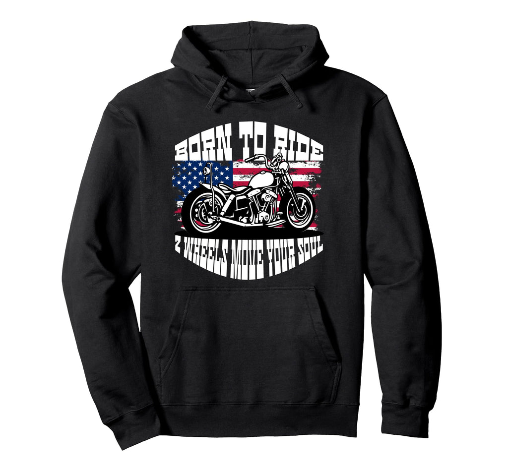 Biker Dad American Us Flag Motorcycle Hoodie - Streetwear Style Men Women - T-Shirt, Sweatshirt, Hoodie