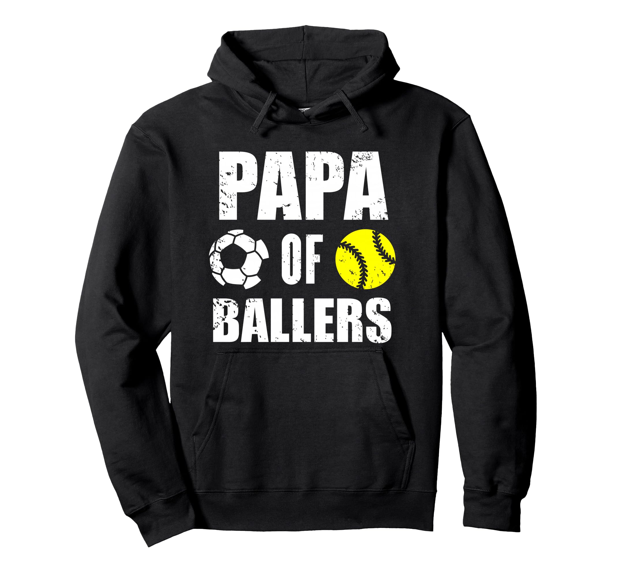 Papa Ballers Funny Soccer Softball Grandpa Hoodie - Graphic Print Unisex - T-Shirt, Sweatshirt, Hoodie
