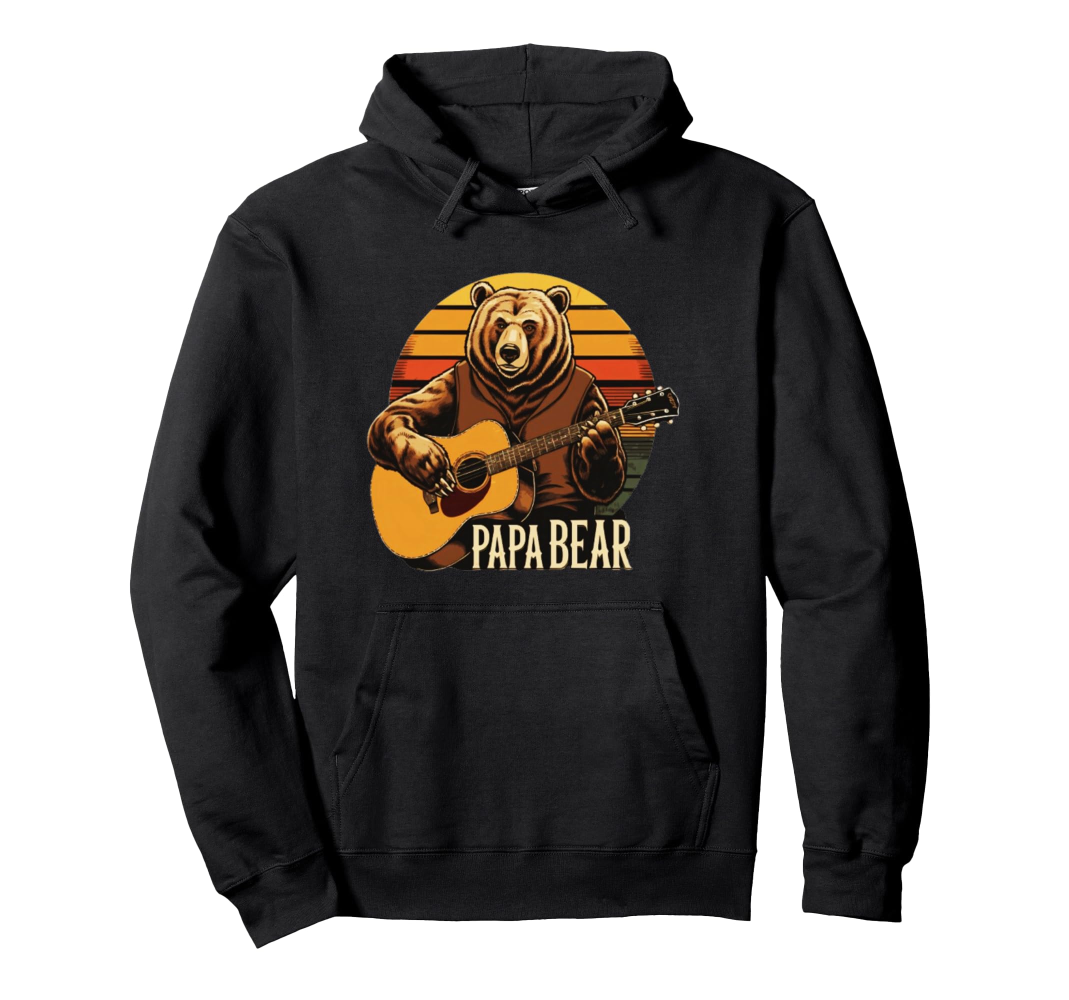 Funny Papa Bear Guitar Lover Fathers Day Hoodie - Custom Art Print Unisex - T-Shirt, Sweatshirt, Hoodie