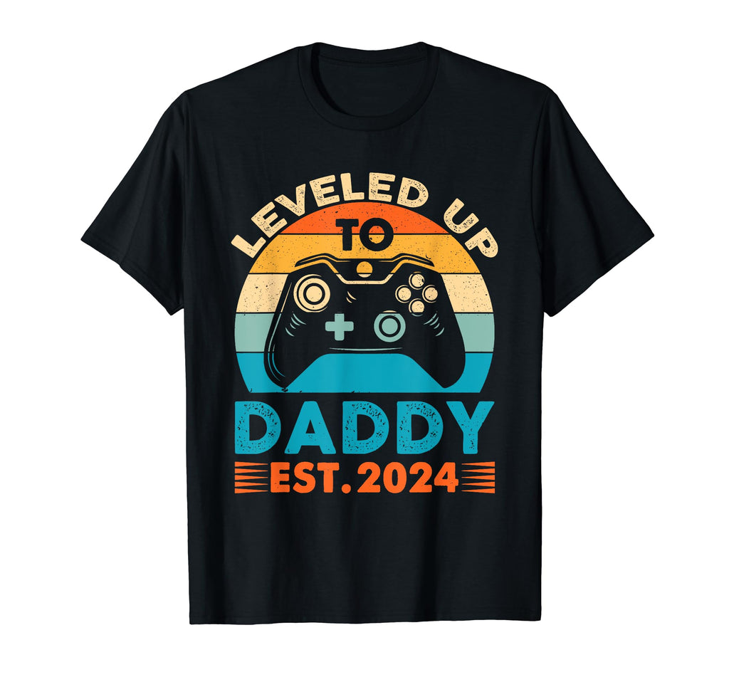 Funny Leveled Up To Dad 2024 New Dad T-Shirt - Trendy Graphic Men Women - T-Shirt, Sweatshirt, Hoodie