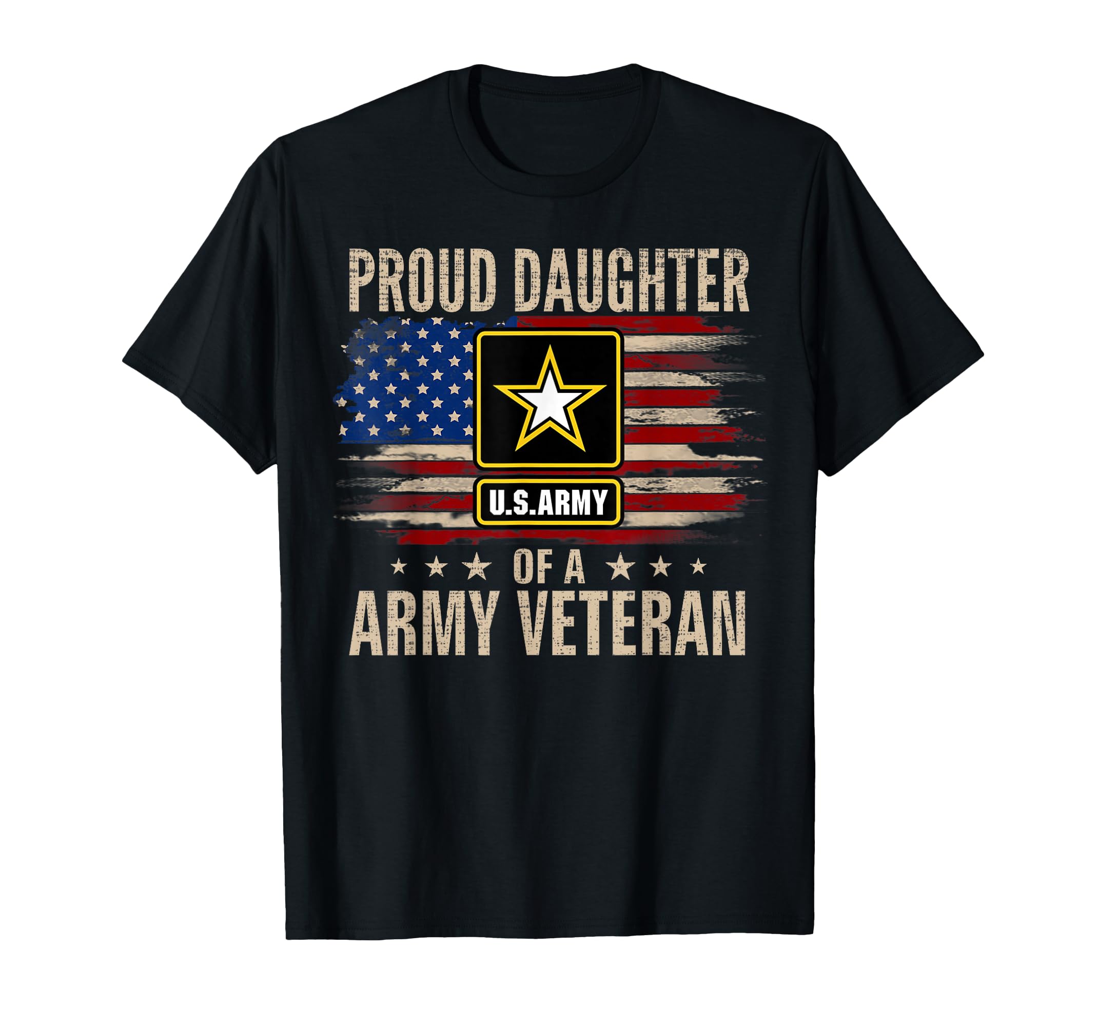 Proud Daughter Army Veteran American Flag T-Shirt - Graphic Print Unisex - T-Shirt, Sweatshirt, Hoodie