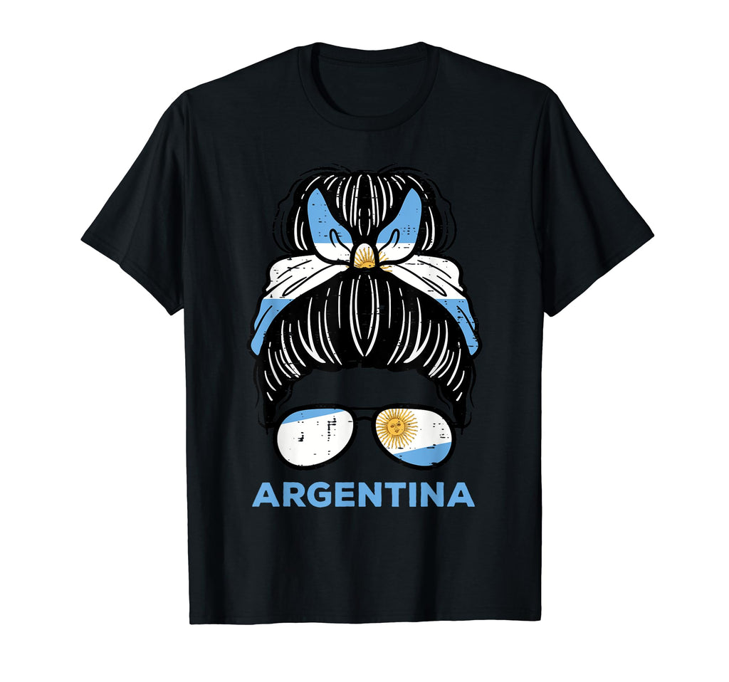 Argentina Flag Hairbun Football Soccer T-Shirt - Custom Art Print Unisex - T-Shirt, Sweatshirt, Hoodie