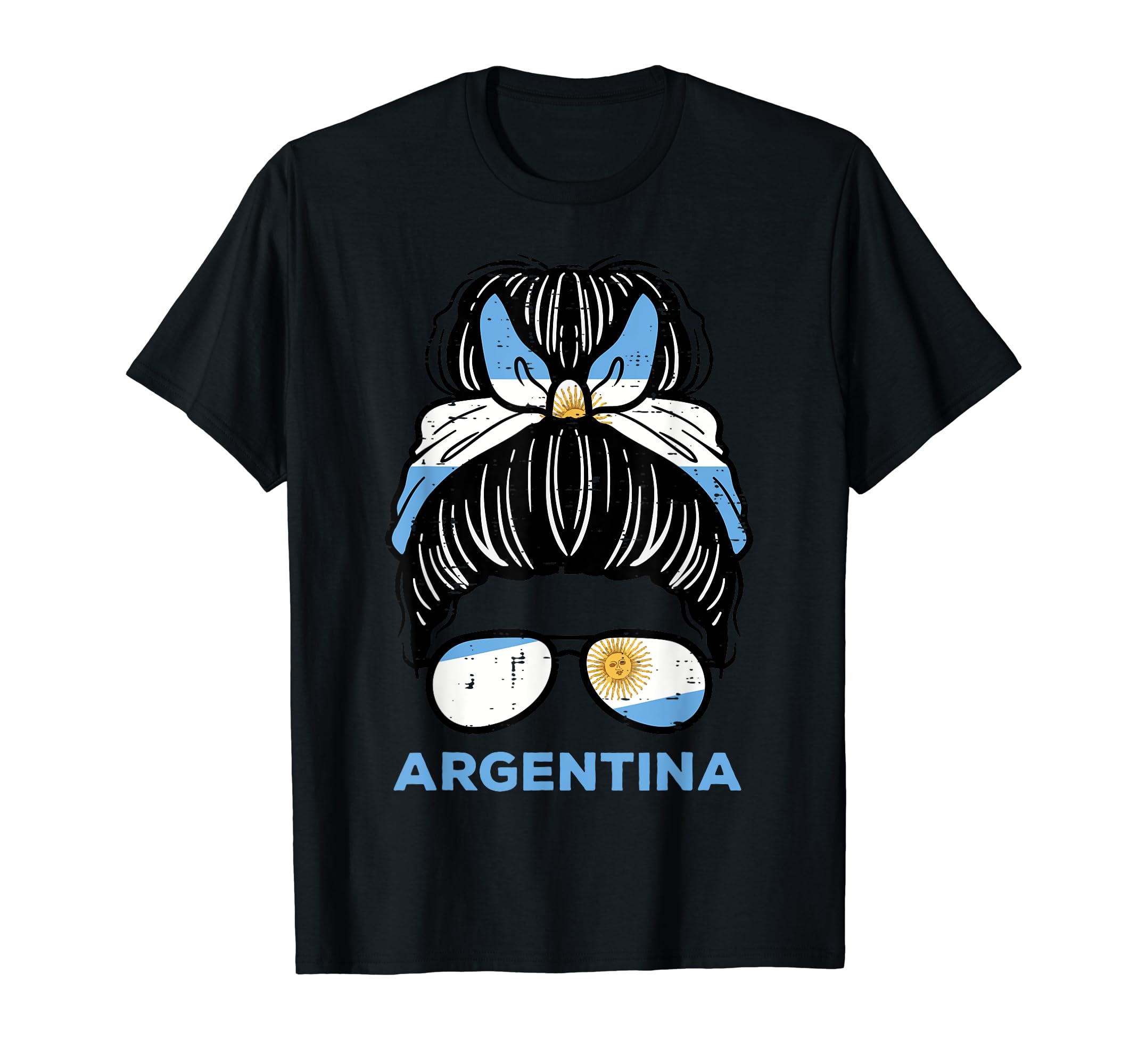 Argentina Flag Hairbun Football Soccer T-Shirt - Custom Art Print Unisex - T-Shirt, Sweatshirt, Hoodie