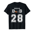 Custom Proud Football Dad Number 28 T-Shirt - Fun Novelty Design Men Women - T-Shirt, Sweatshirt, Hoodie