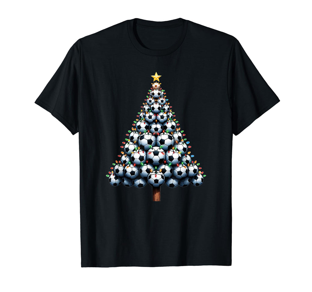 Santa Soccer Tree Football Soccer T-Shirt - Fun Novelty Design Men Women - T-Shirt, Sweatshirt, Hoodie