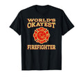 Worlds Okayest Firefighter Fireman T-Shirt - Fun Novelty Design Men Women - T-Shirt, Sweatshirt, Hoodie