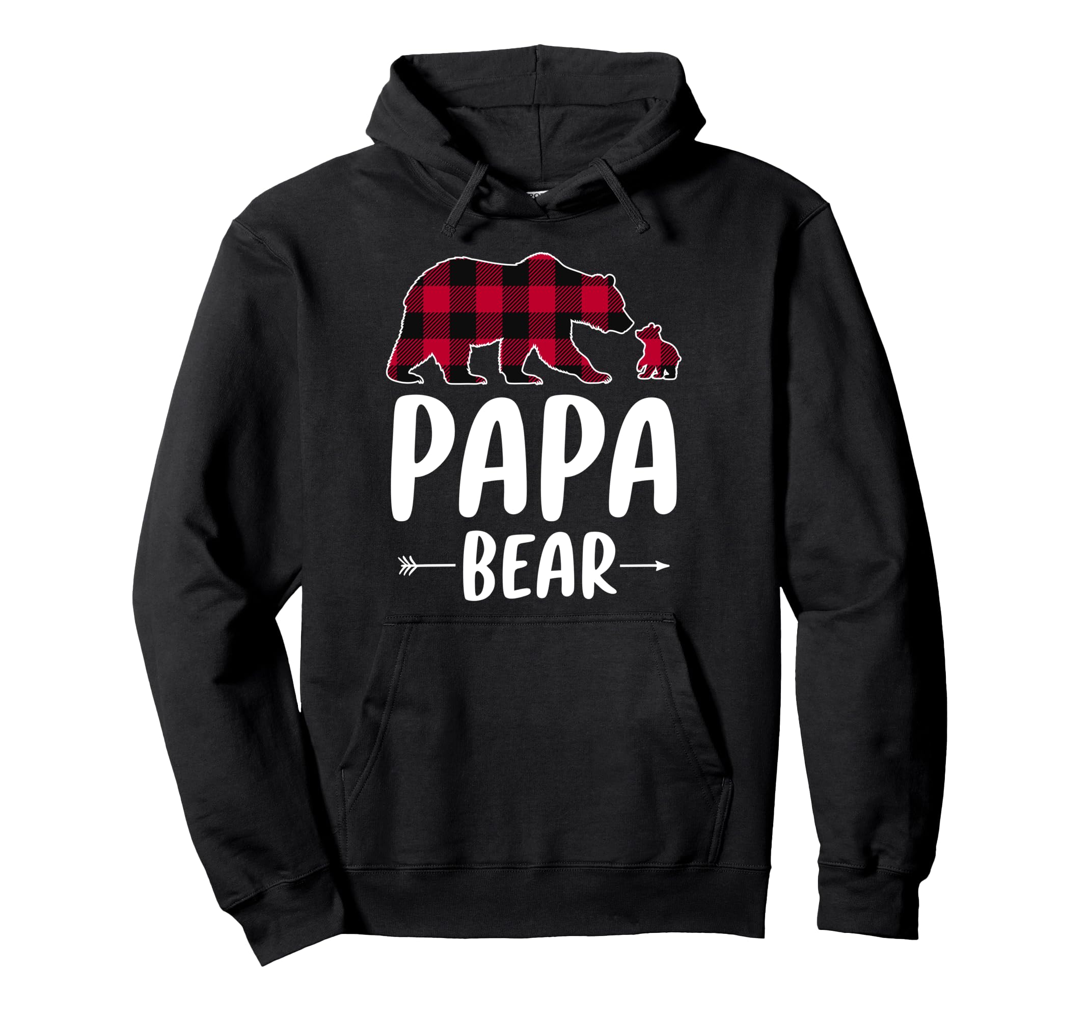 Papa Bear Pajama Red Buffalo Plaid Hoodie - Casual Everyday Wear Men Women - T-Shirt, Sweatshirt, Hoodie