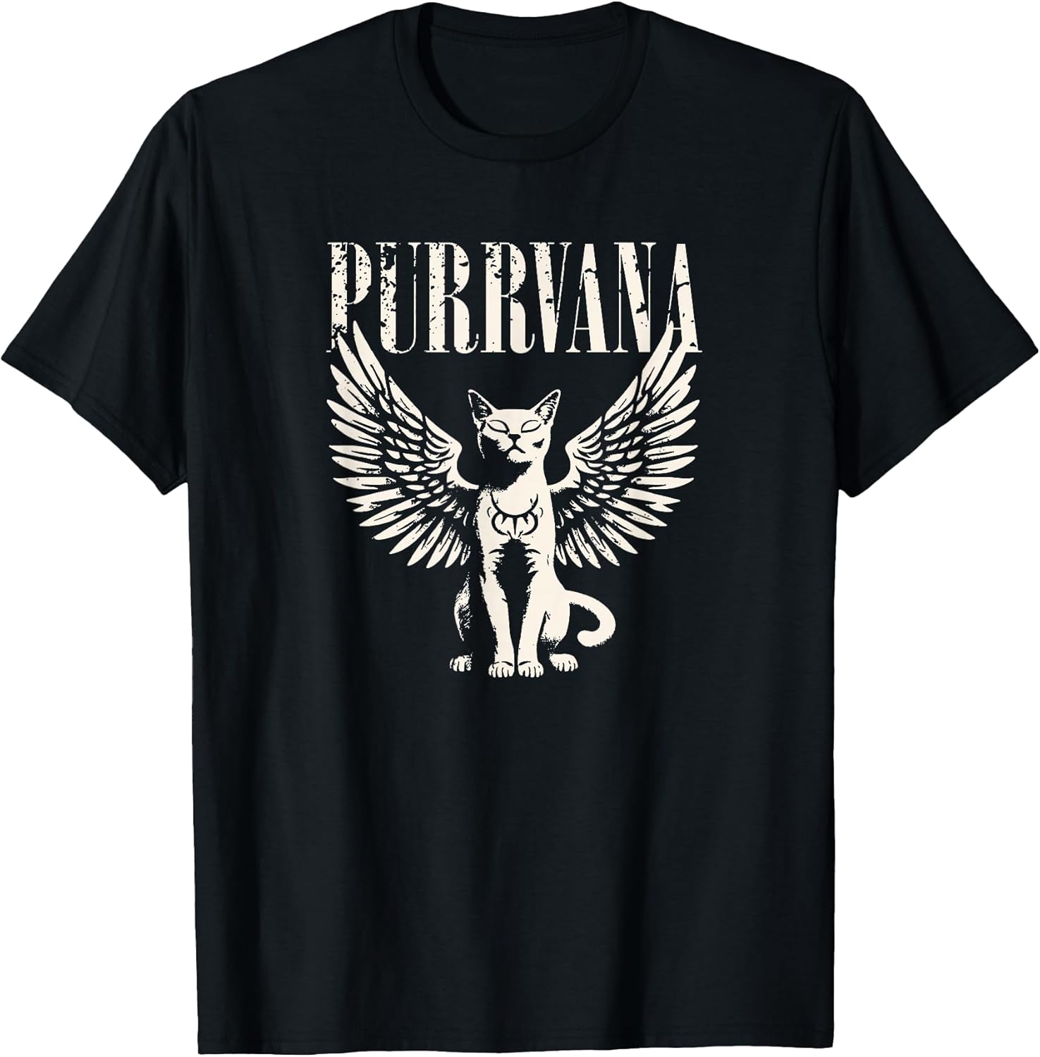 Purrvana Funny Cat Parody 90s Grunge Rock Music - Adult & Kids T-Shirts, Sweatshirts & Hoodies apparel design preview 1