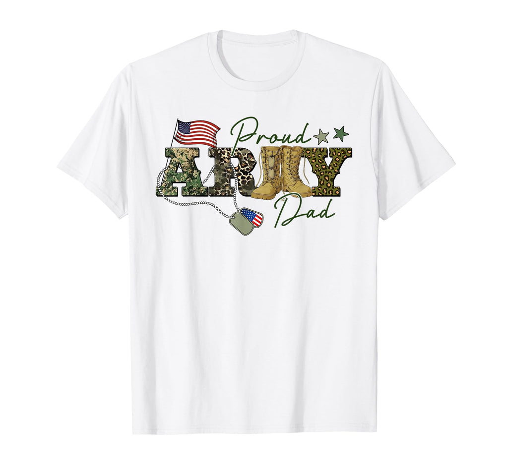 Army Dad Camo American Flag T-Shirt - Casual Everyday Wear Men Women - T-Shirt, Sweatshirt, Hoodie