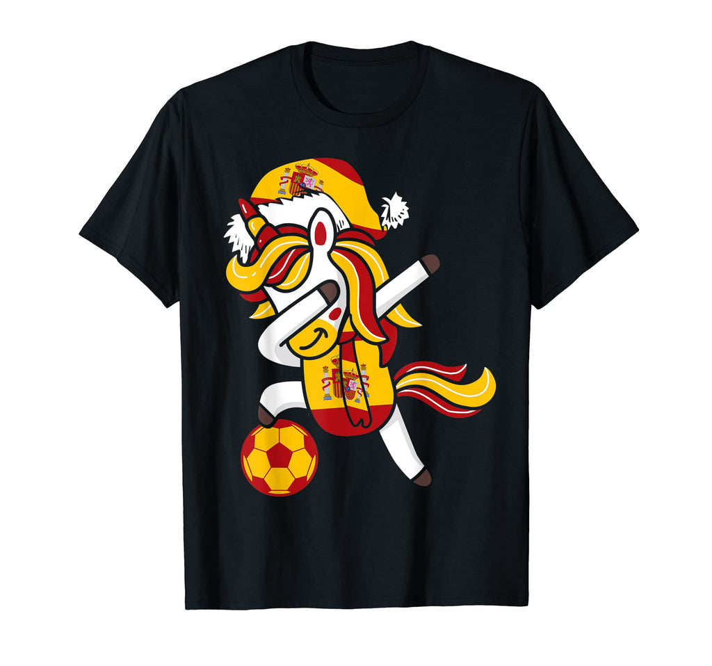 Soccer Dabbing Unicorn Hat Spain T-Shirt - Fun Novelty Design Men Women - T-Shirt, Sweatshirt, Hoodie
