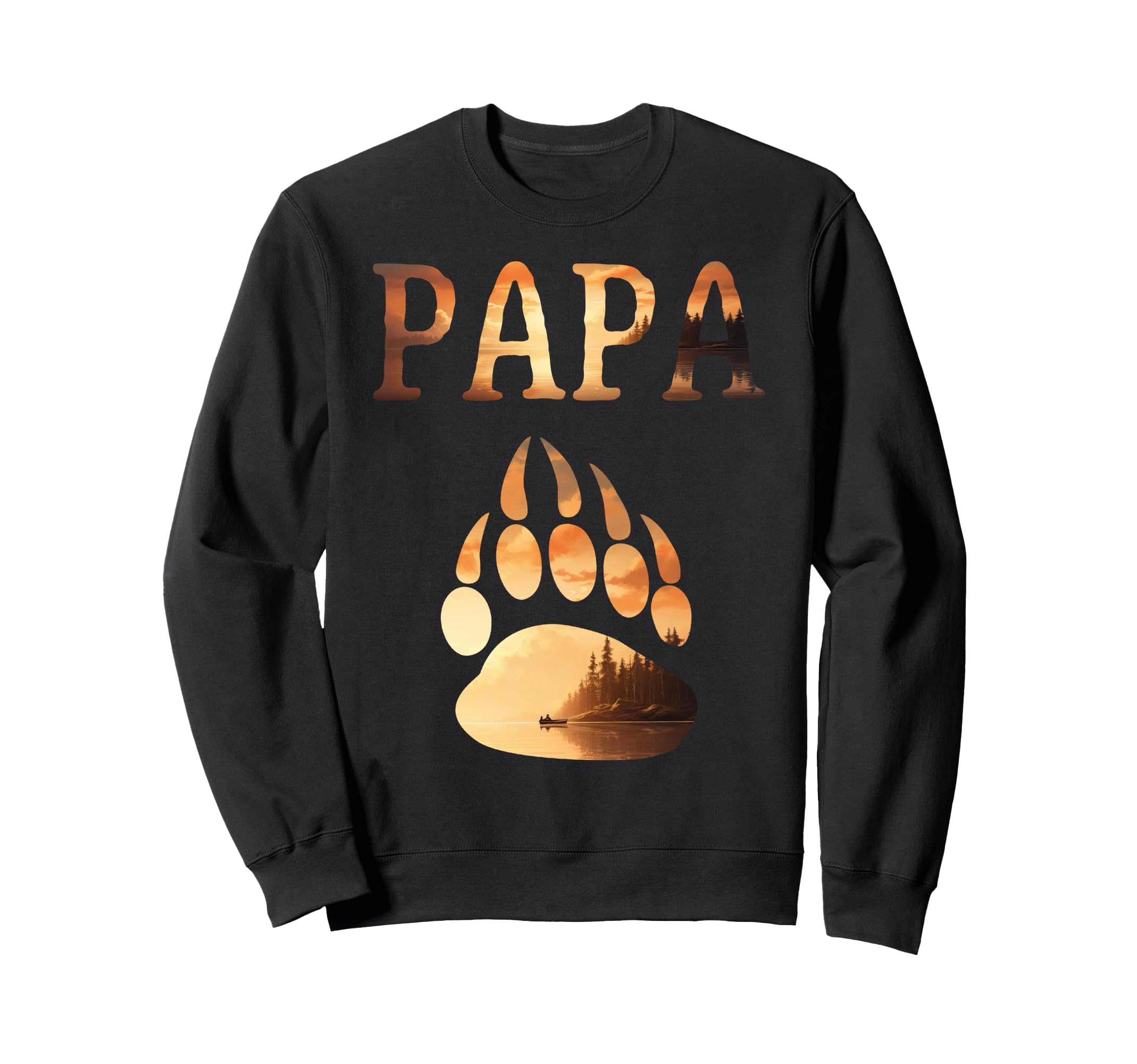 Papa Bear Sunset Lake Outdoors Sweatshirt - Aesthetic Graphic Men Women - T-Shirt, Sweatshirt, Hoodie