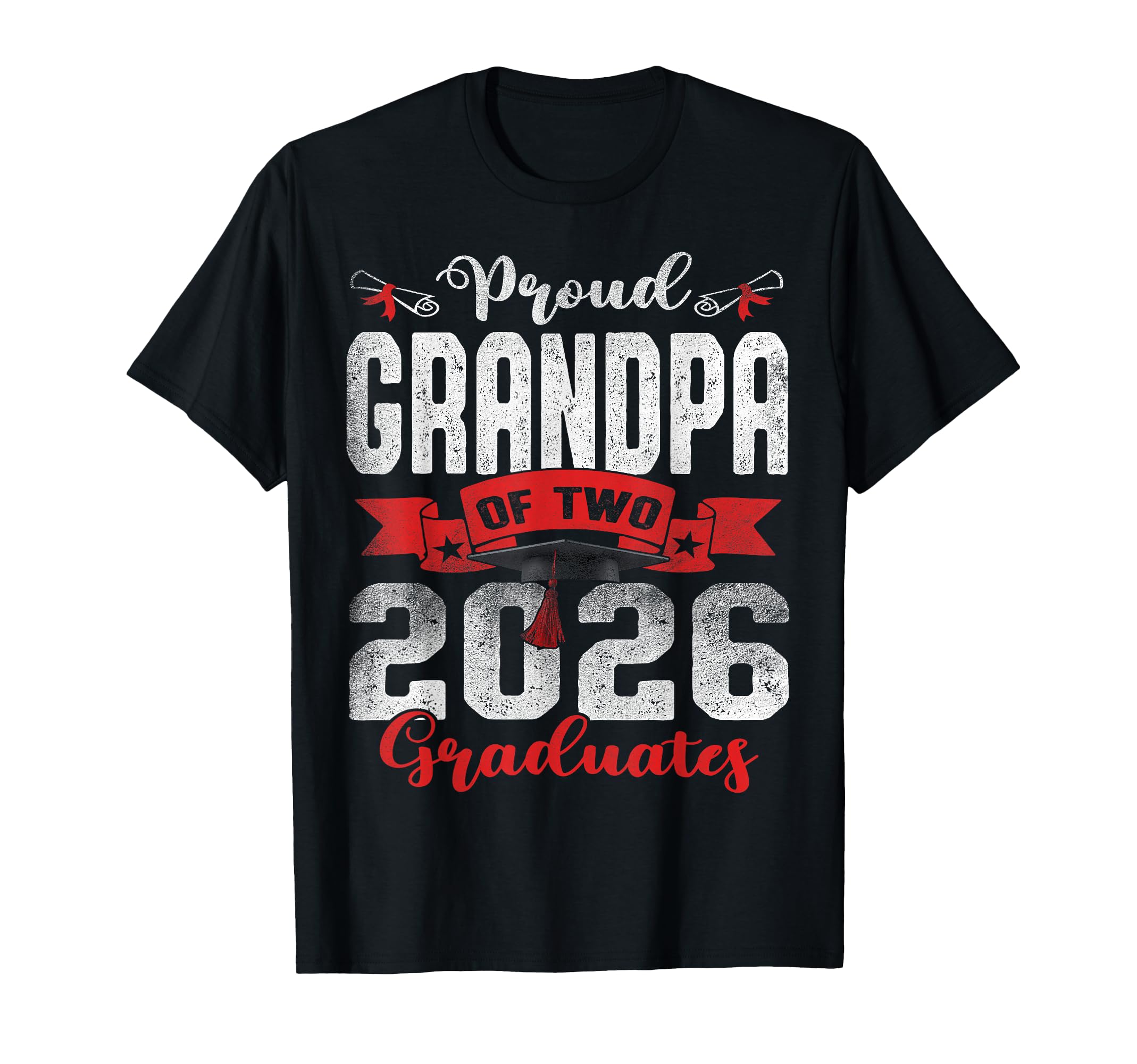 Proud Grandpa Two 2026 Graduates T-Shirt - Minimalist Print for Adults - T-Shirt, Sweatshirt, Hoodie