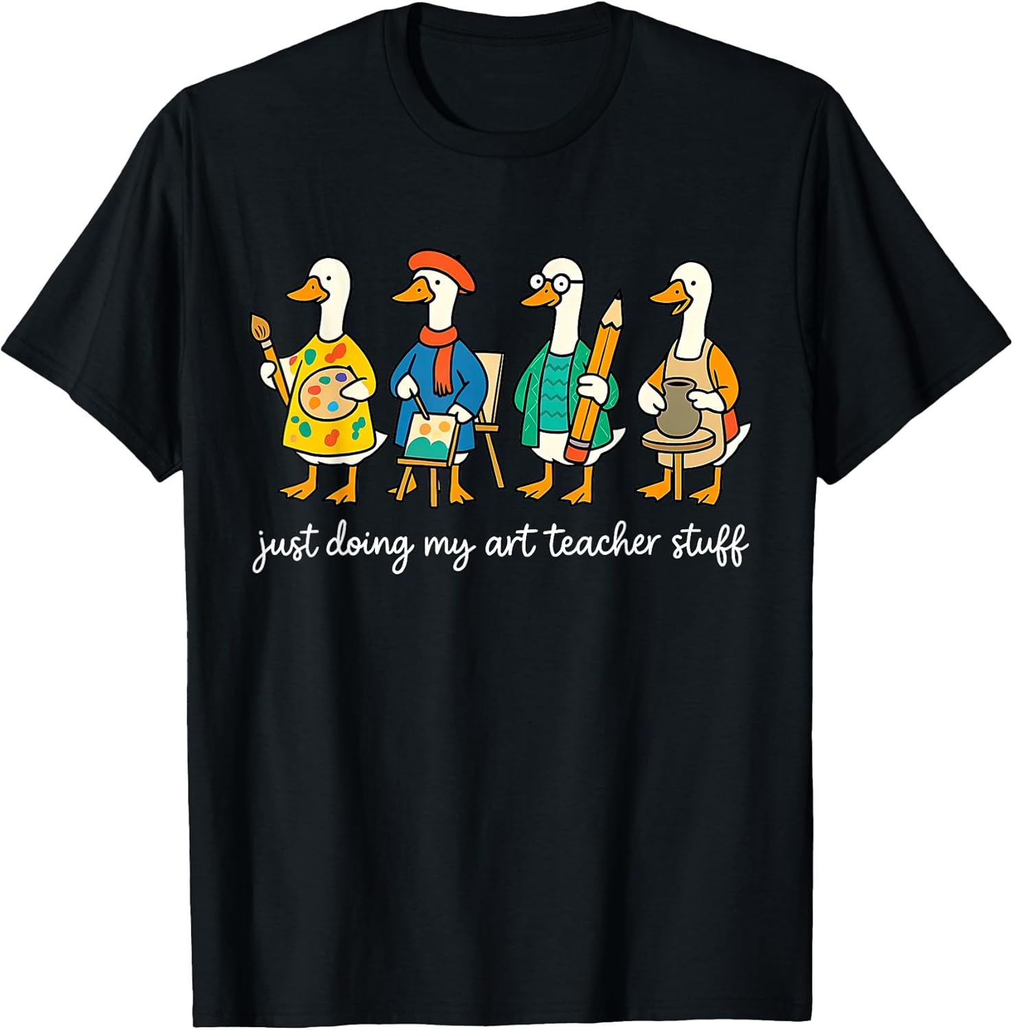 Funny Silly Goose Teaching Art Teacher Painting - Adult & Kids T-Shirts, Sweatshirts & Hoodies apparel design preview 1