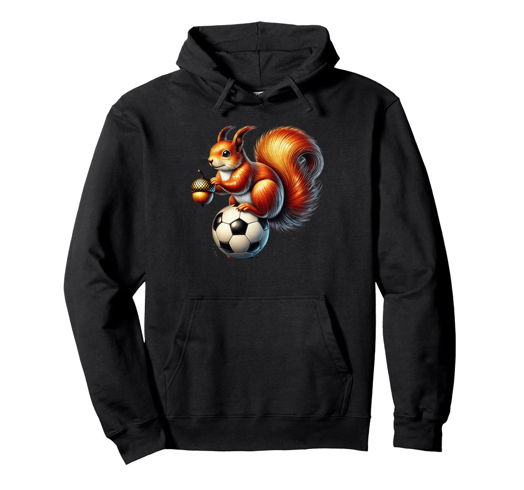 Playful Squirrel Soccer Ball Acorn Wildlife Hoodie - Trendy Graphic Unisex - T-Shirt, Sweatshirt, Hoodie