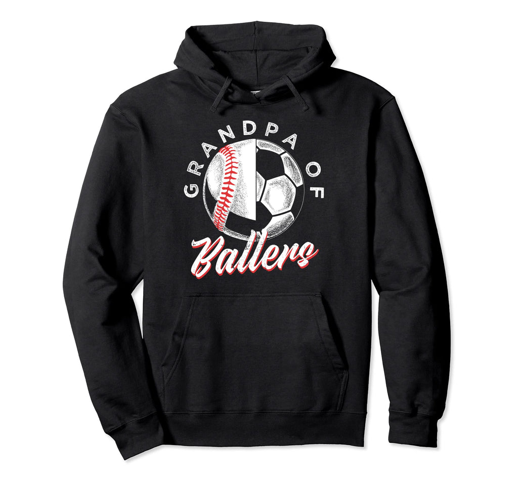 Grandpa Ballers Soccer Baseball Player Hoodie - Minimalist Print Unisex - T-Shirt, Sweatshirt, Hoodie