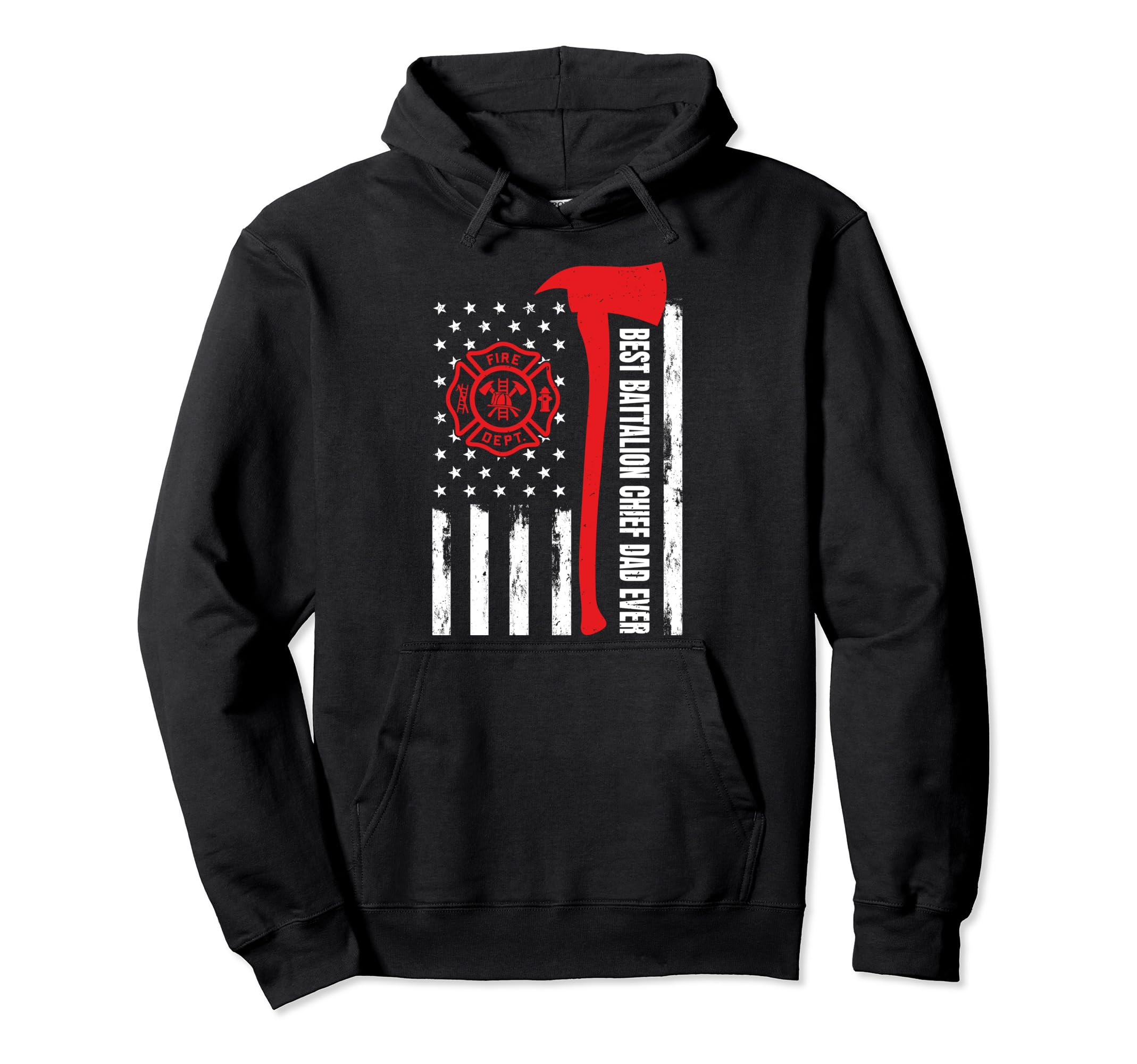 Red Line American Flag Dad Fireman Hoodie - Fun Novelty Design for Adults - T-Shirt, Sweatshirt, Hoodie