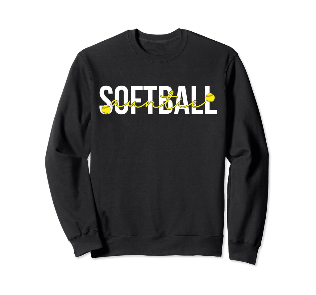 Softball Auntie Softball Aunt Sweatshirt - Trendy Graphic for Adults - T-Shirt, Sweatshirt, Hoodie