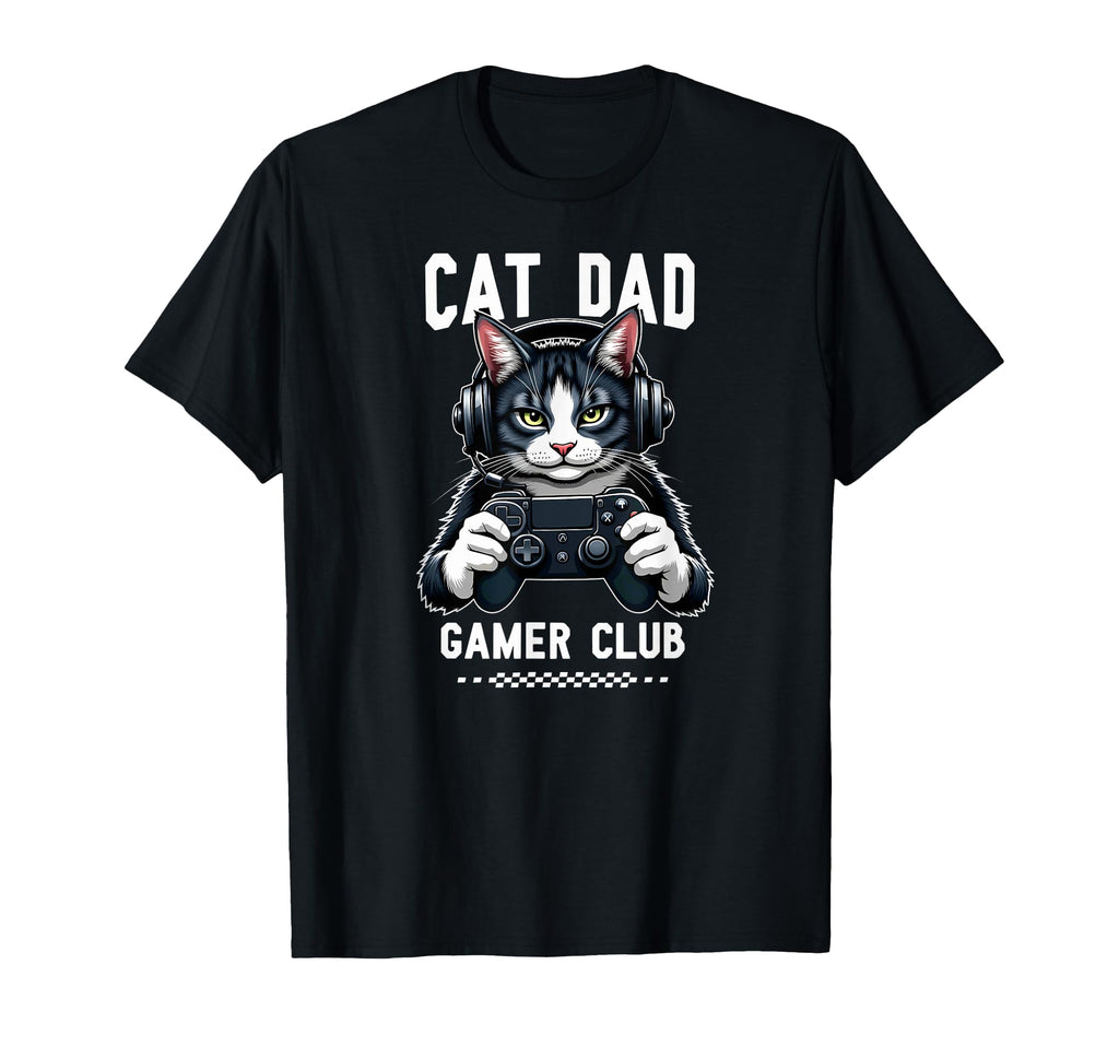 Cat Dad Gamer Club Video Game T-Shirt - Aesthetic Graphic Unisex - T-Shirt, Sweatshirt, Hoodie
