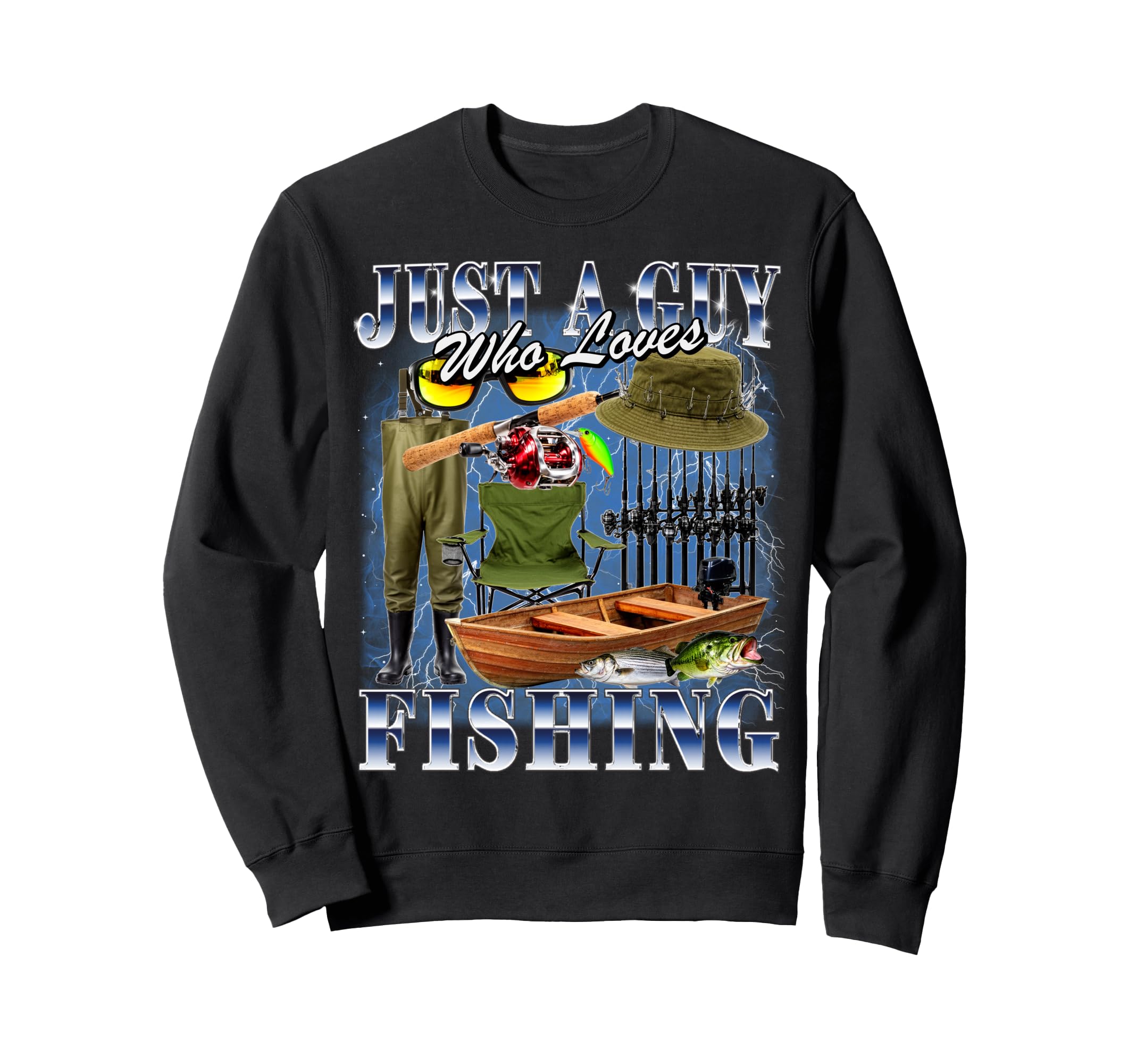 Just Guy Who Loves Fishing Bootleg Sweatshirt - Graphic Print for Adults - T-Shirt, Sweatshirt, Hoodie