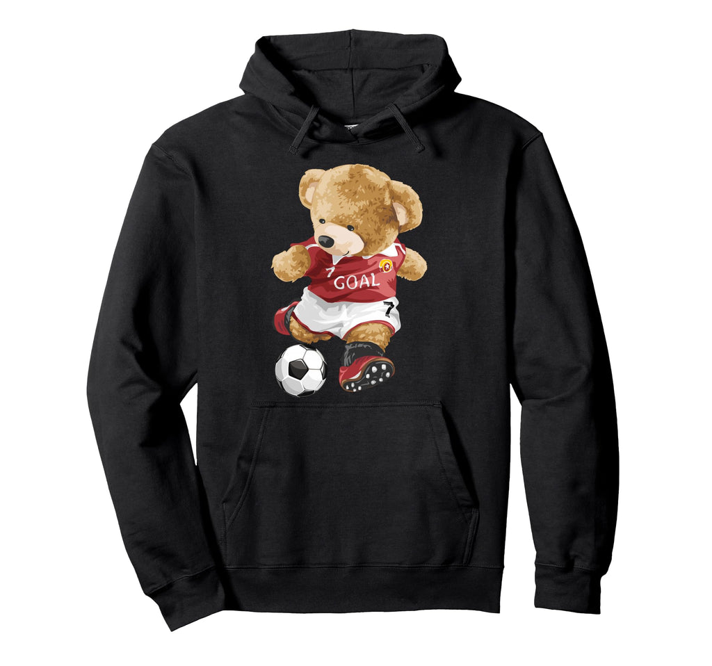 Teddy Bear Playing Soccer Hoodie - Novelty Apparel Unisex - T-Shirt, Sweatshirt, Hoodie