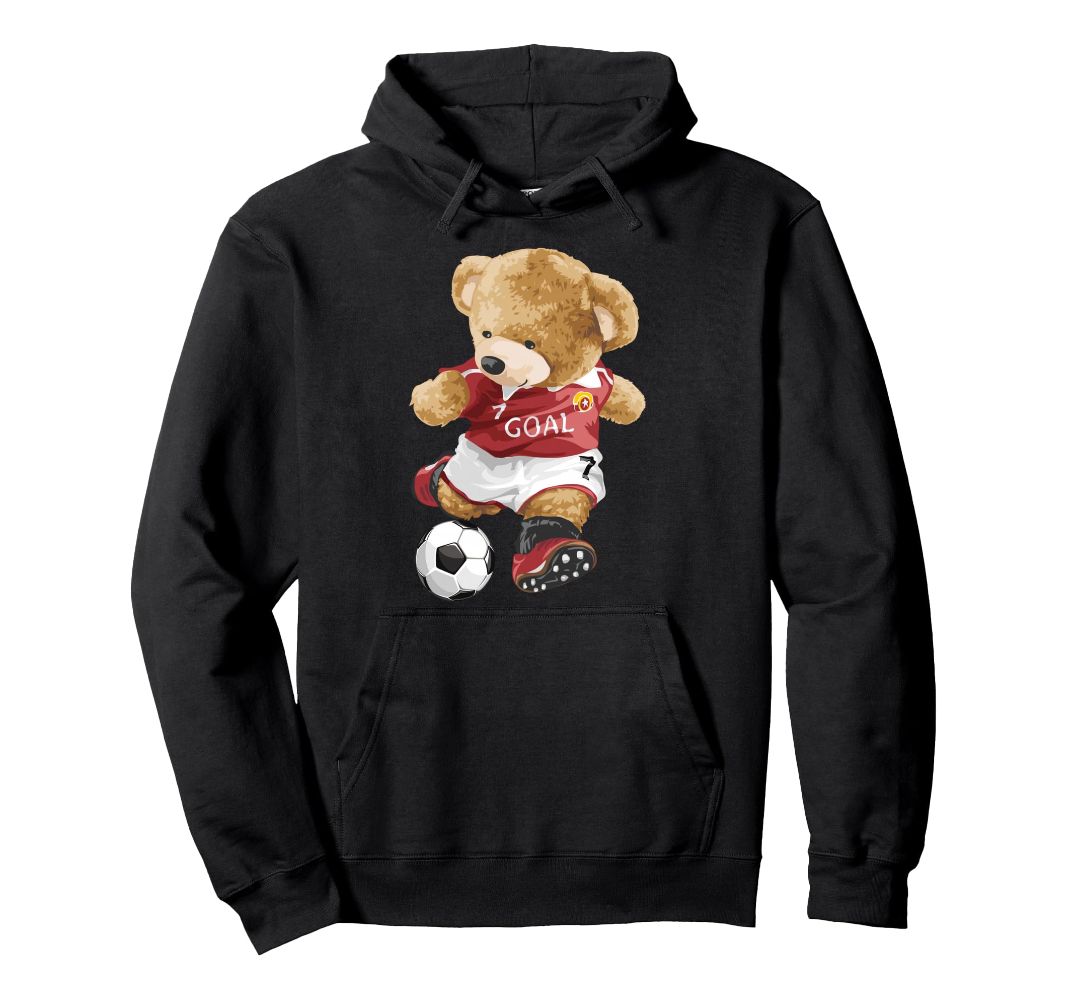 Teddy Bear Playing Soccer Hoodie - Novelty Apparel Unisex - T-Shirt, Sweatshirt, Hoodie