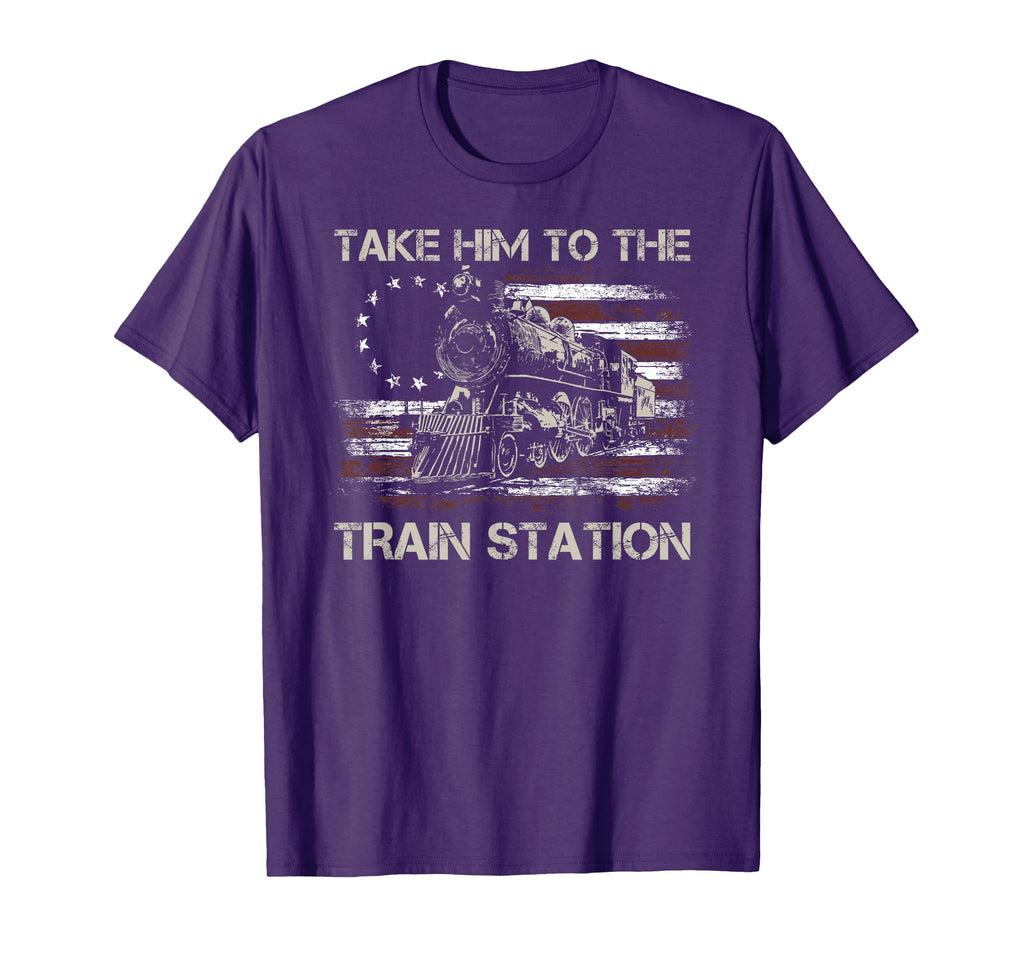 Old American Flag Take Him To Train T-Shirt - Minimalist Print for Adults - T-Shirt, Sweatshirt, Hoodie