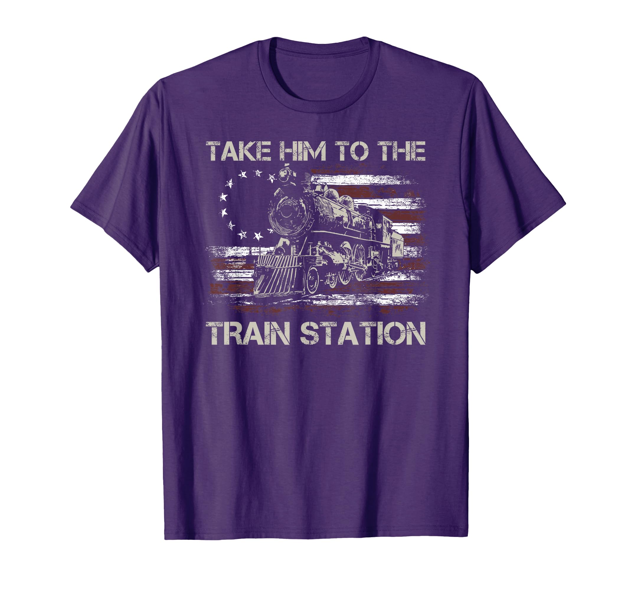 Old American Flag Take Him To Train T-Shirt - Minimalist Print for Adults - T-Shirt, Sweatshirt, Hoodie