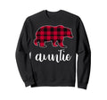 Auntie Bear Red Buffalo Plaid Sweatshirt - Fun Novelty Design Men Women - T-Shirt, Sweatshirt, Hoodie