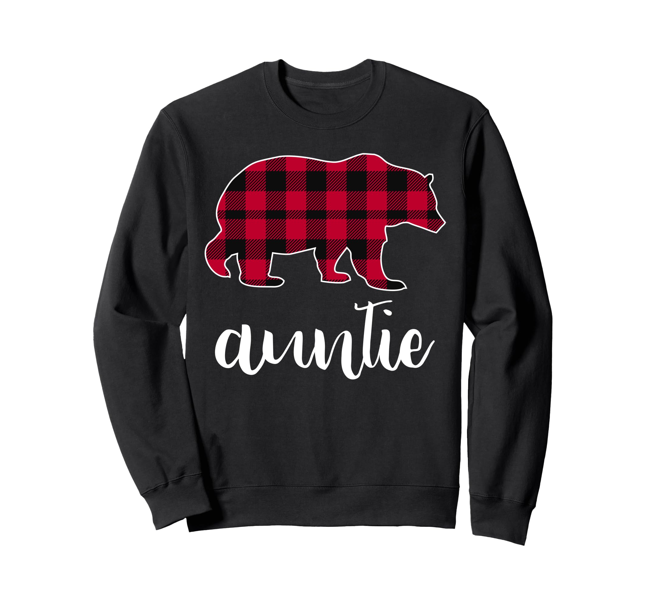 Auntie Bear Red Buffalo Plaid Sweatshirt - Fun Novelty Design Men Women - T-Shirt, Sweatshirt, Hoodie