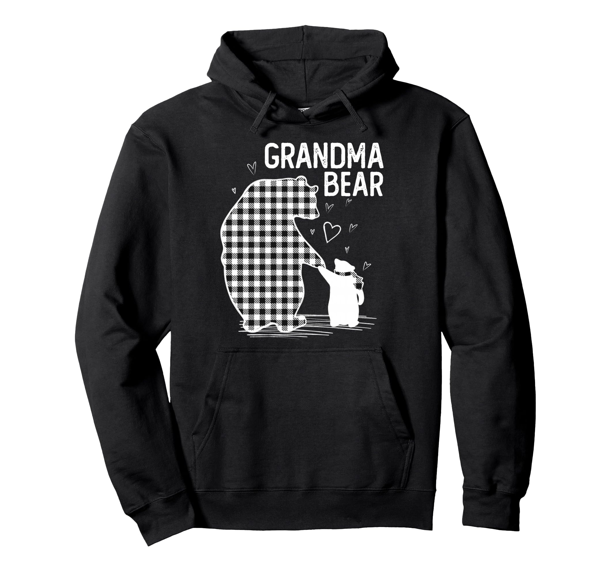 Grandma Bear Pajama Grey Buffalo Plaid Hoodie - Streetwear Style for Adults - T-Shirt, Sweatshirt, Hoodie