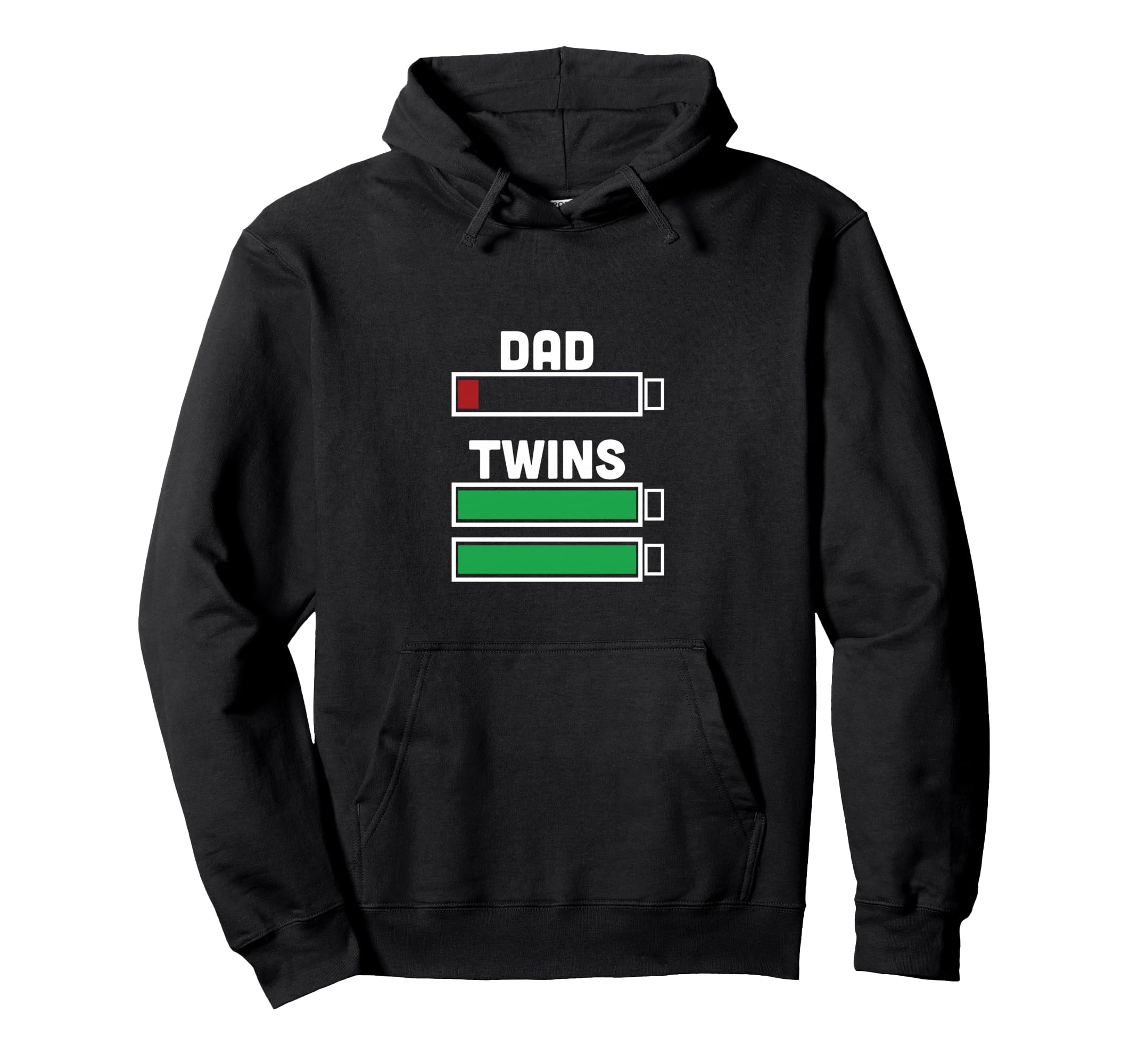Dad Twins Battery Low Funny New Twin Hoodie - Minimalist Print for Adults - T-Shirt, Sweatshirt, Hoodie