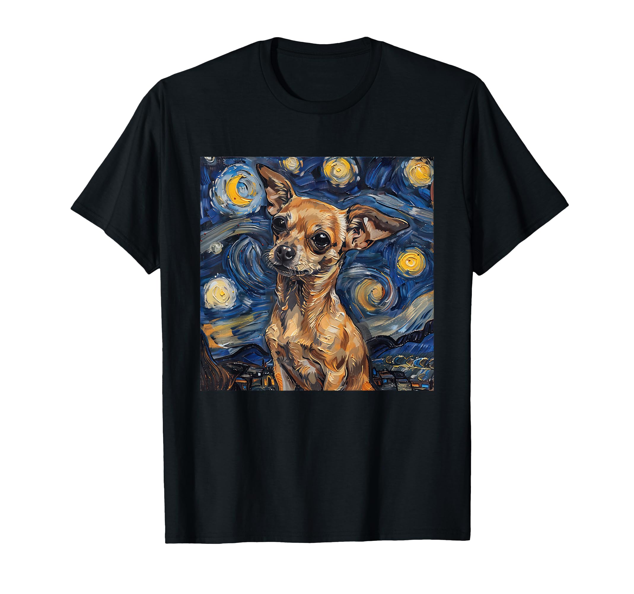 Chihuahua Van Gogh Starry Night T-Shirt - Fun Novelty Design Men Women - T-Shirt, Sweatshirt, Hoodie