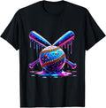 Neon Dripping Baseball and Bats Colorful Sports Art - Adult & Kids T-Shirts, Sweatshirts & Hoodies apparel design preview 1